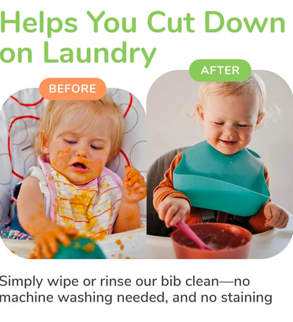 Baberos de silicona para bebés, baberos para comer, 2 baberos de silicona lavables