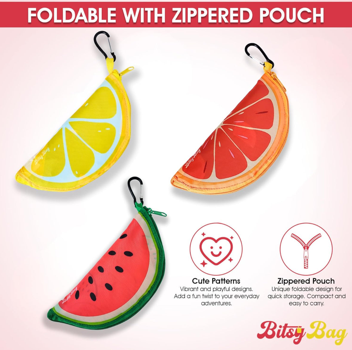 Bolsas reutilizables con diseño de frutas