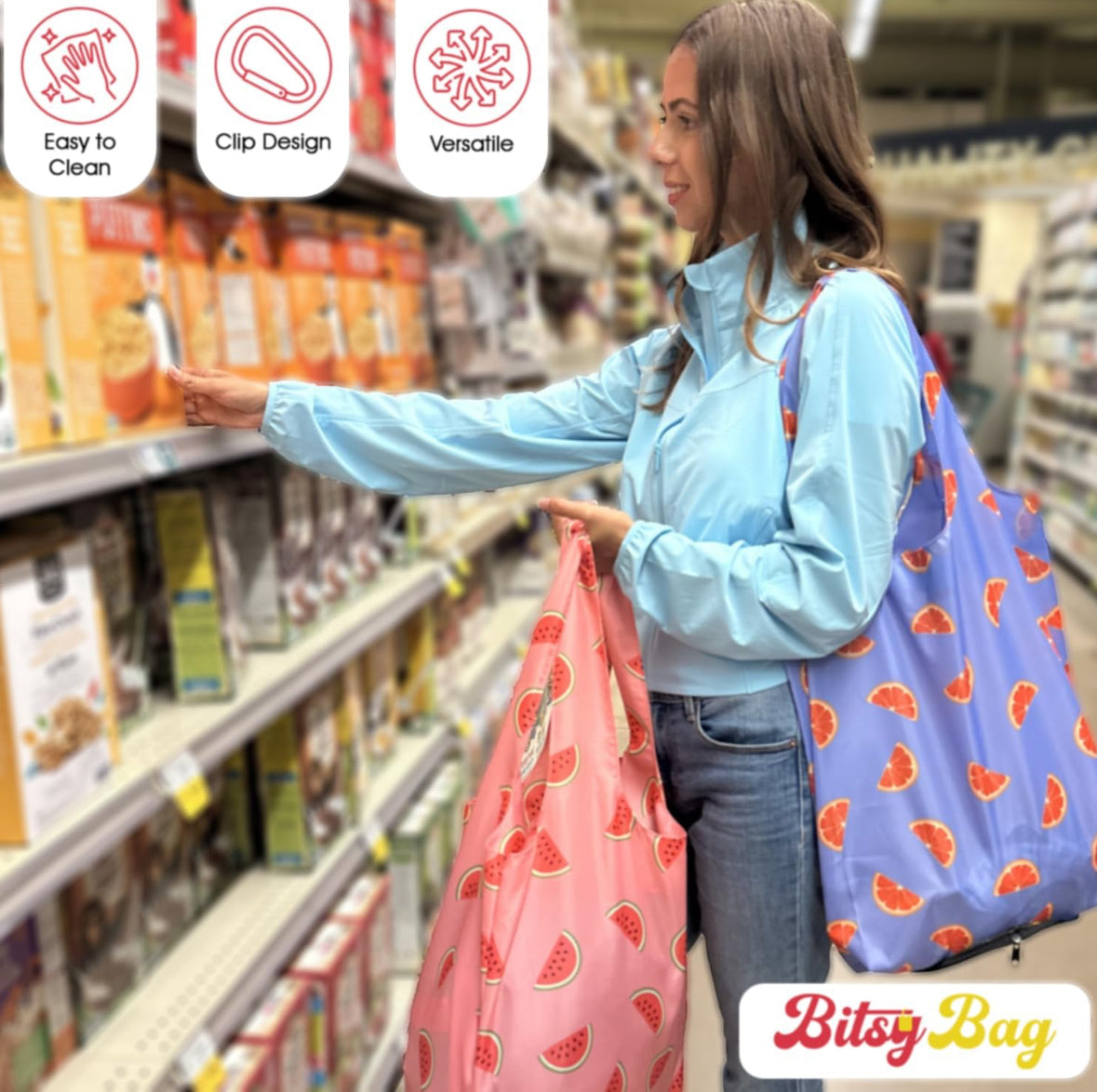 Bolsas reutilizables con diseño de frutas