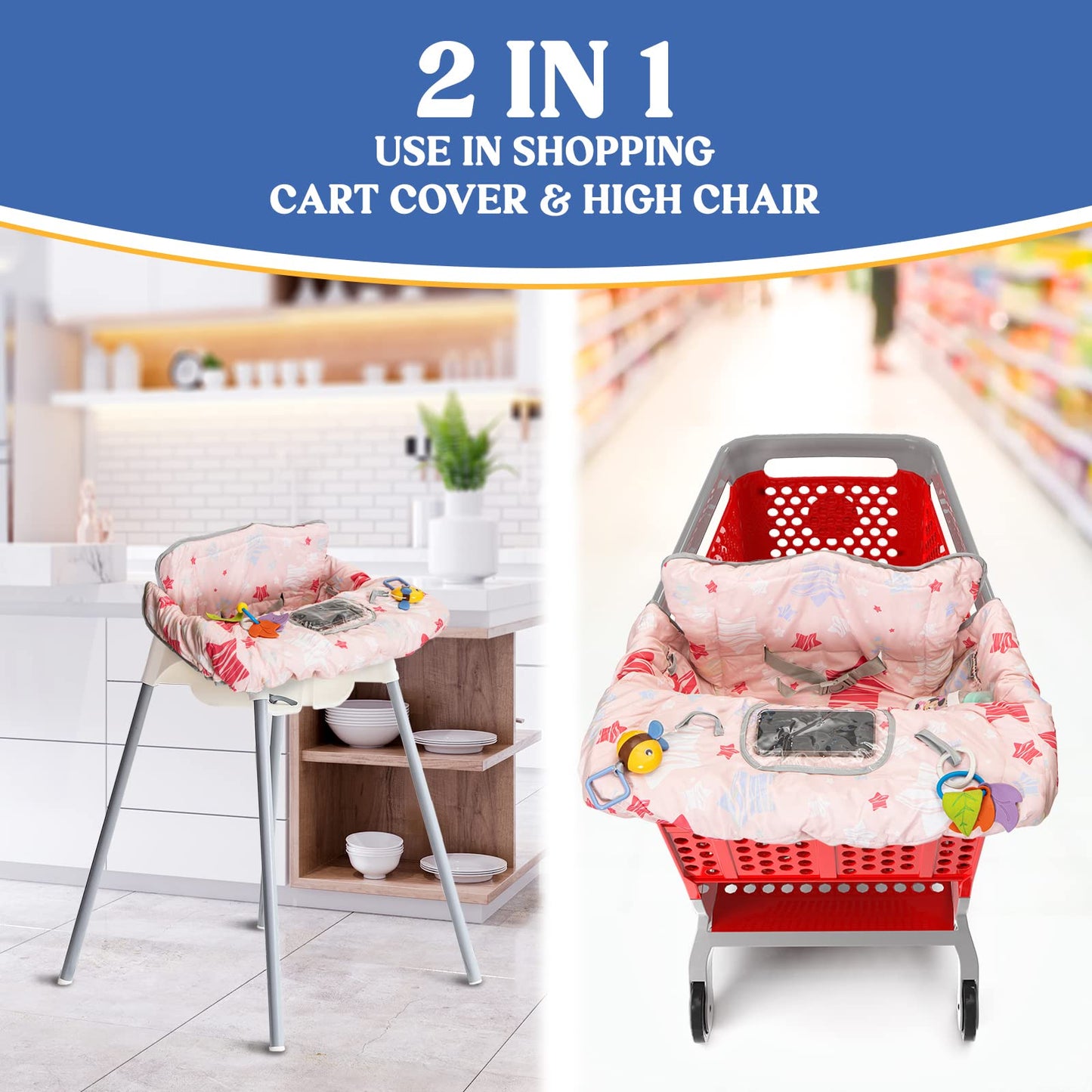 Funda para carrito de compras para bebé, funda para silla alta para asiento de restaurante
