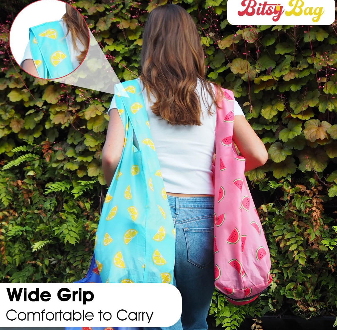 Bolsas reutilizables con diseño de frutas