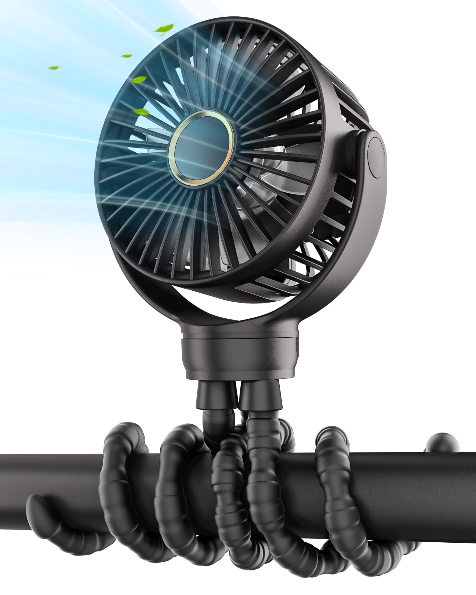 Ventilador para cochecito: recargable con puerto tipo C, 4000 mAh