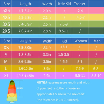 Aletas de natación para niños, Talla 4- 5.5