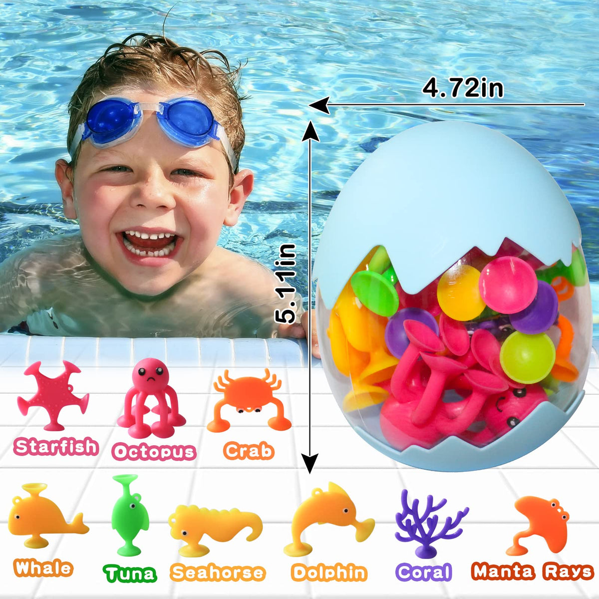Juguetes de succión para el baño de bebés y niños - 18 piezas