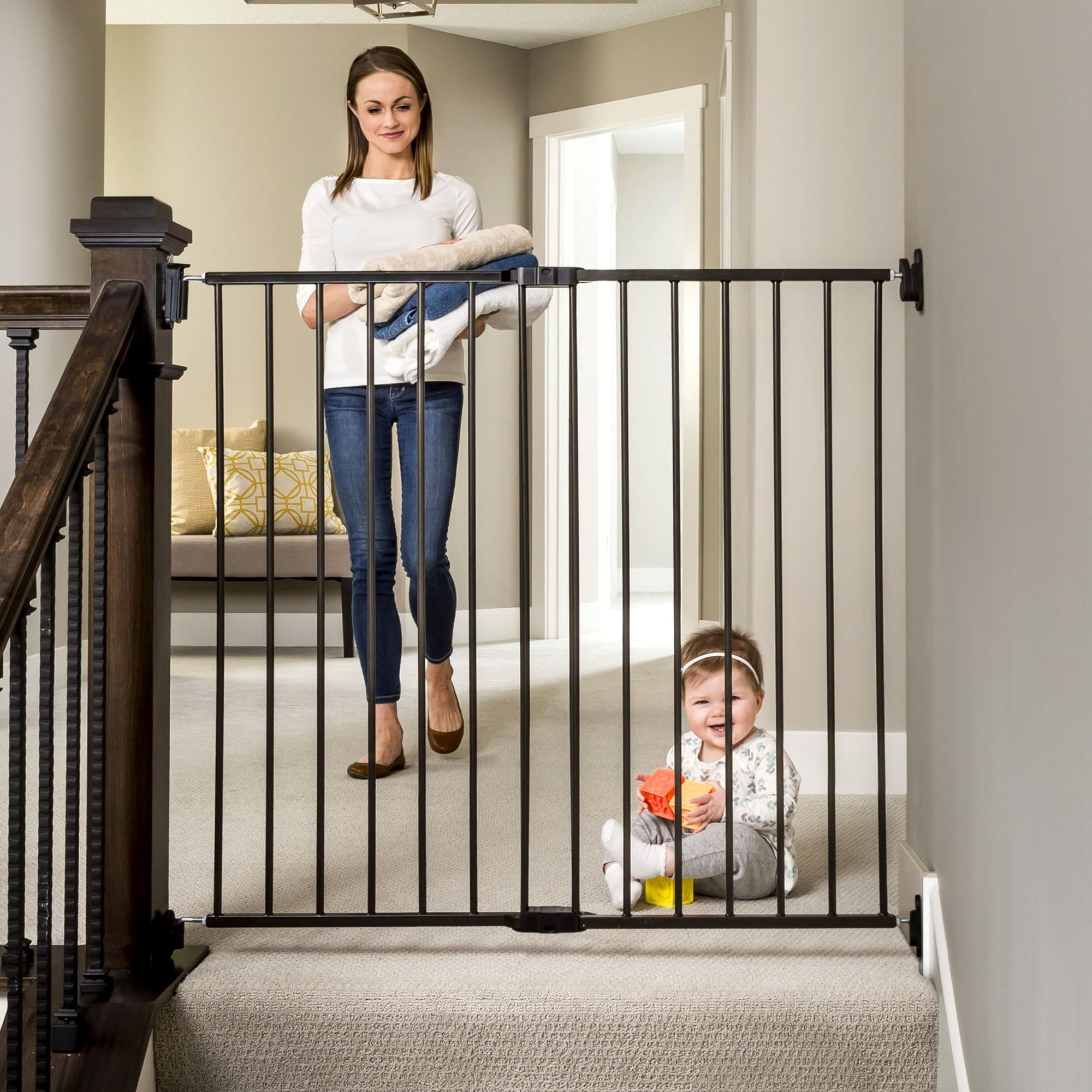 Regalo - Puerta de seguridad para bebé, madera, kit de montaje para  escalera y pasillo, extra ancha