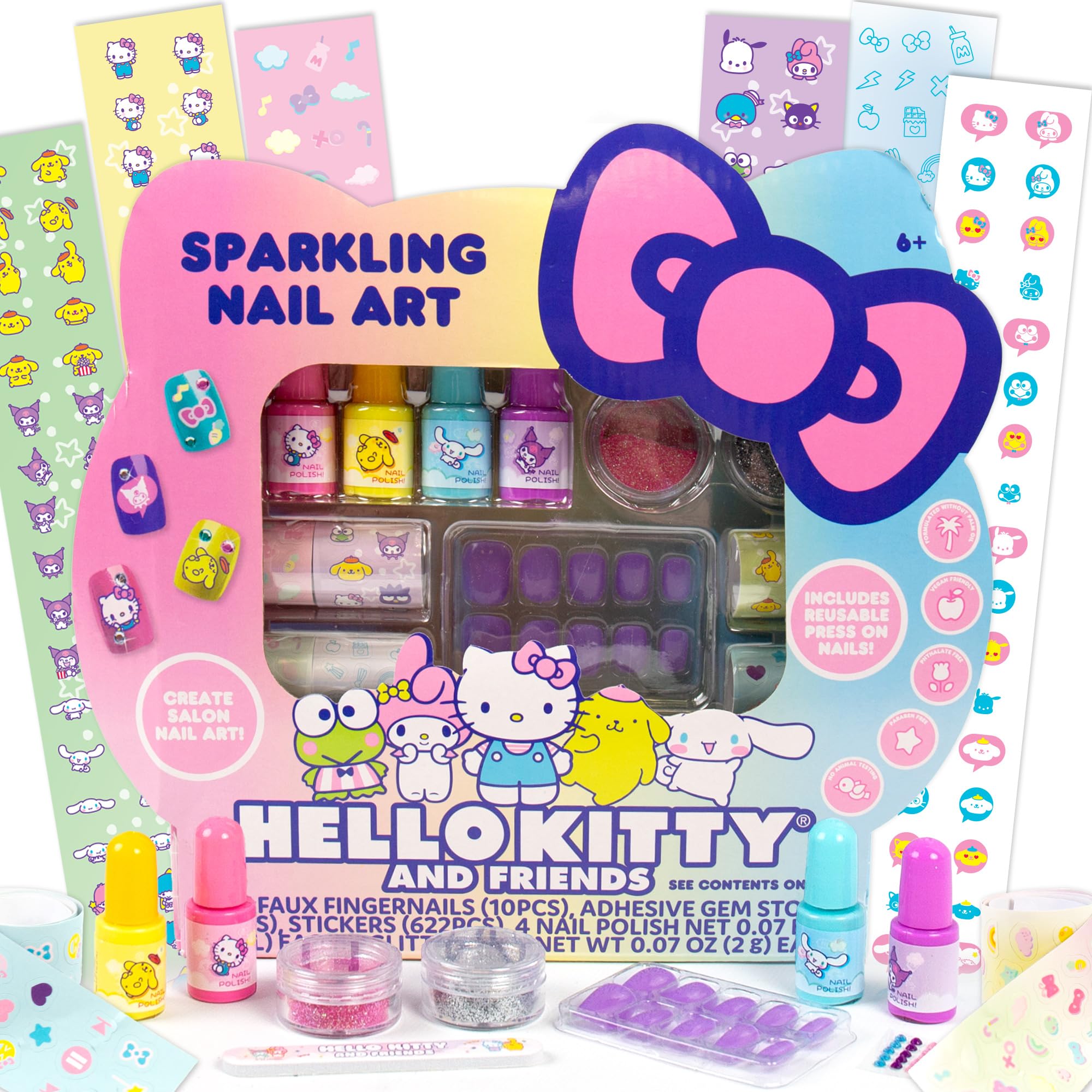 Hello Kitty and Friends - Kit de arte de uñas brillante para manualidades