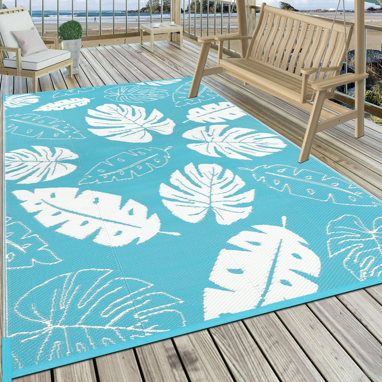 Ileading- Alfombra reversible de paja de plástico de alta calidad para exteriores, 6x9 pies