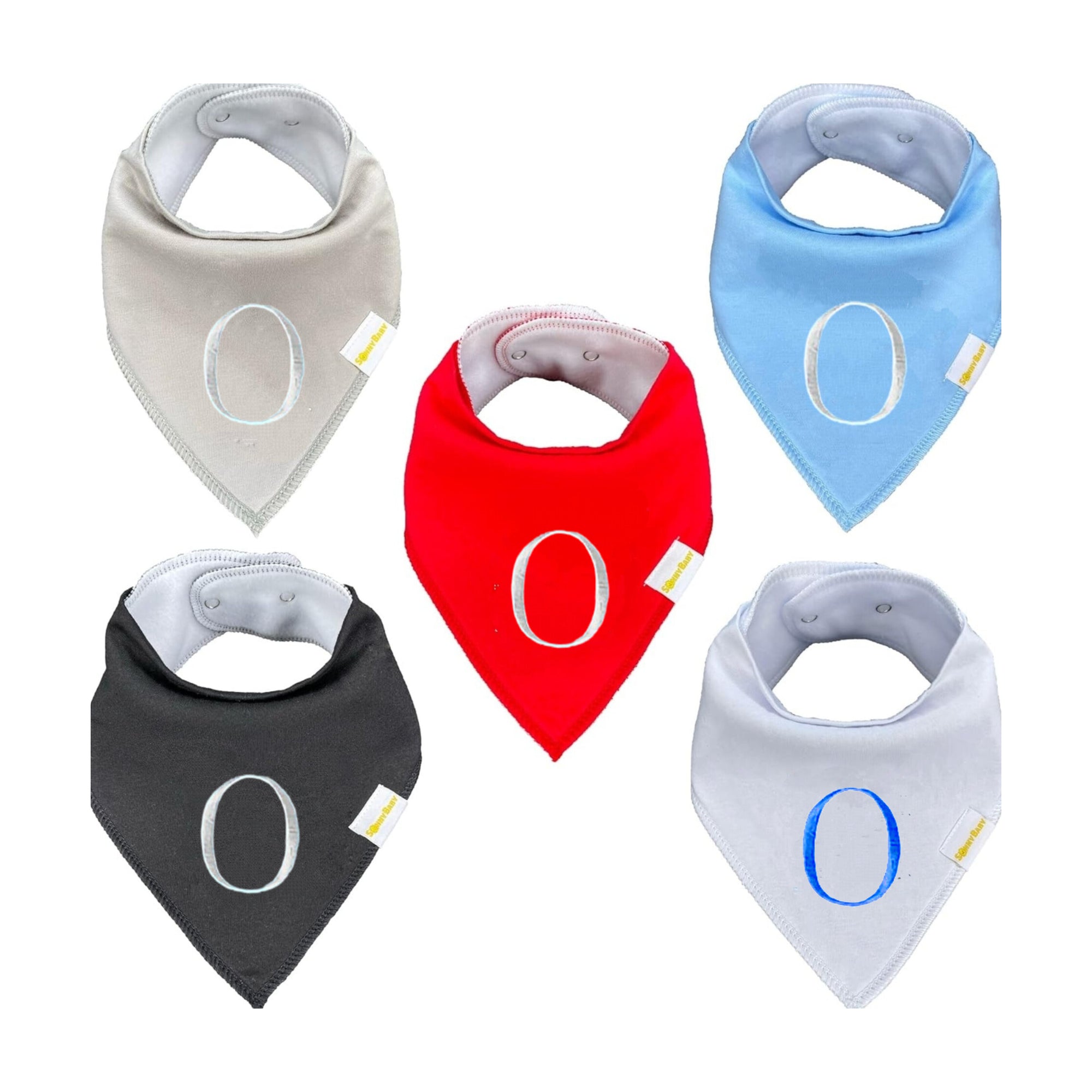 Sonny baby drool bandana- Baberos orgánicos, 5 uds letra O