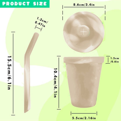 Set de 2 vasos de silicona con pajillas, beige y beige oscuro, 9oz