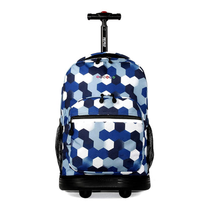 J World New York Sunrise Kids-Mochila con ruedas, diseño azul