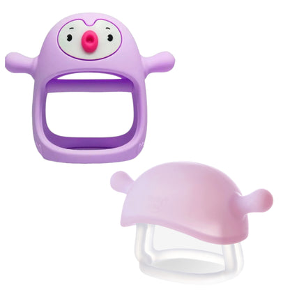 Smily Mia Penguin Buddy Never Drop - Juguetes de dentición de silicona para bebés, 2pcs
