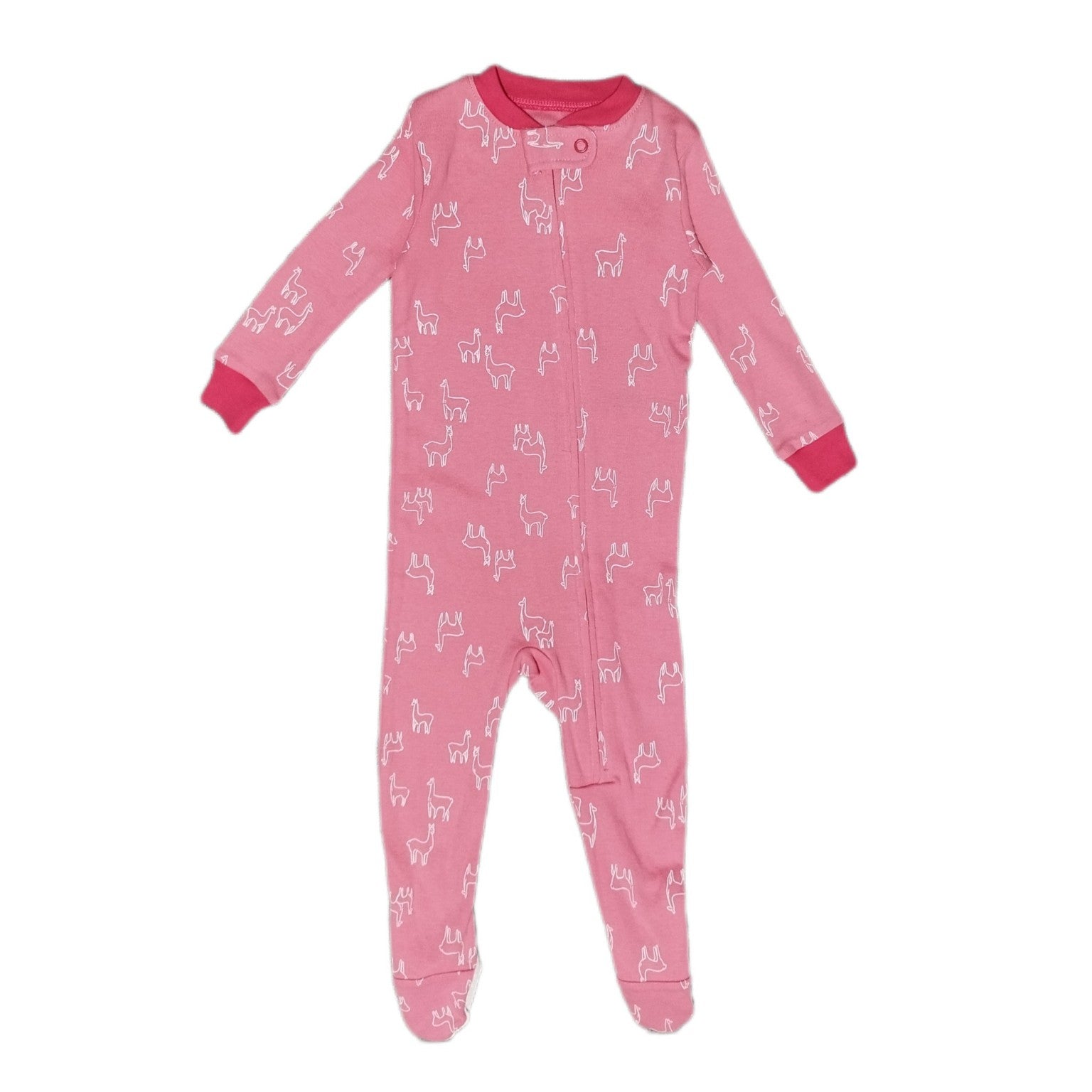 Amazon Essentials- Pijama rosada con estampado de llamas, talla 6-12m