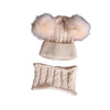 Conjunto de gorro de bebé de hairballs con bufanda tejida, beige talla 0-3m