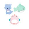 Mordedores de silicona para bebé con porta chupete rosado, ballena, pingüino y gato