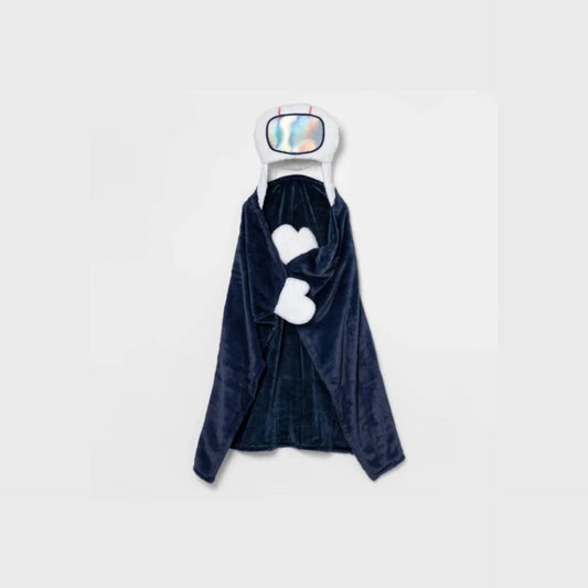 Pillowfort- Manta con capucha de felpa, color azul marino Astronauta