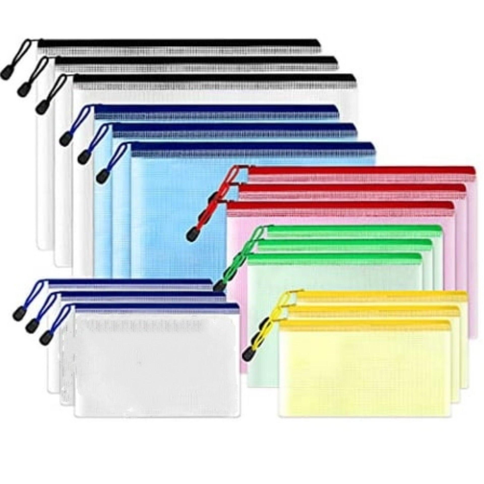 Sunee- Set de 28 bolsas de plástico de diferentes tamaños y colores con cremallera