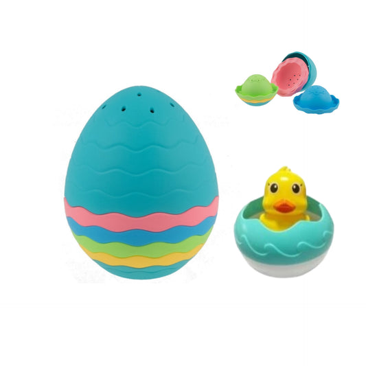 Gizmovine-Huevo de baño apilar y verter y patito con rociador