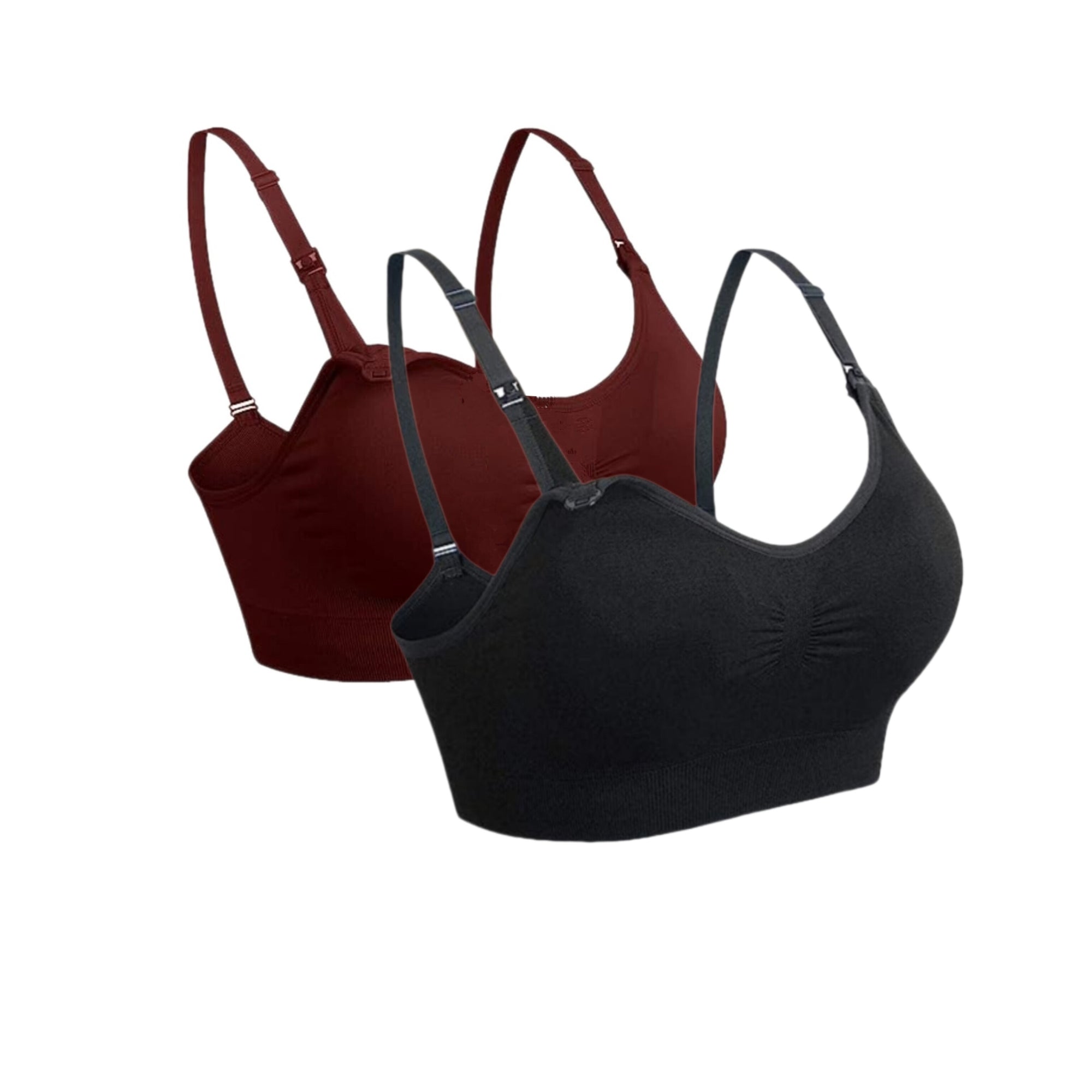 Conjunto de 2 brassieres de lactancia, negro y vino, talla L