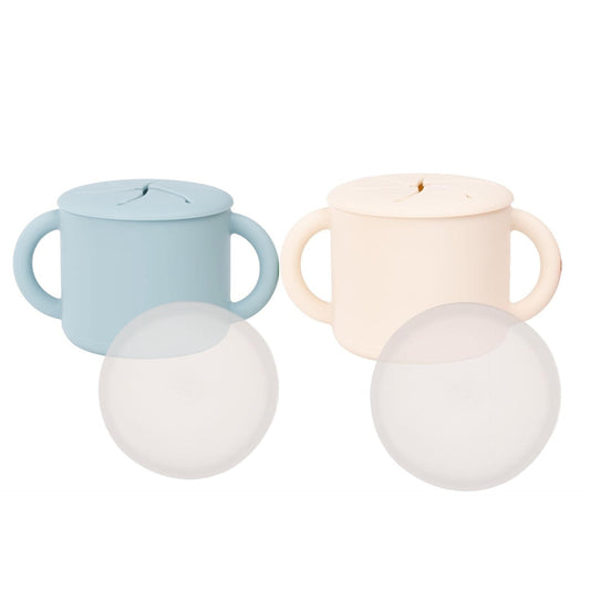 WeeSprout- Recipientes para refrigerios, vasos de silicona de grado alimenticio, tapas a prueba de derrames para niños