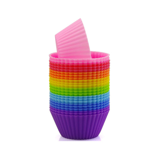 24 Moldes para cupcakes de Silicona, 8 diferentes colores