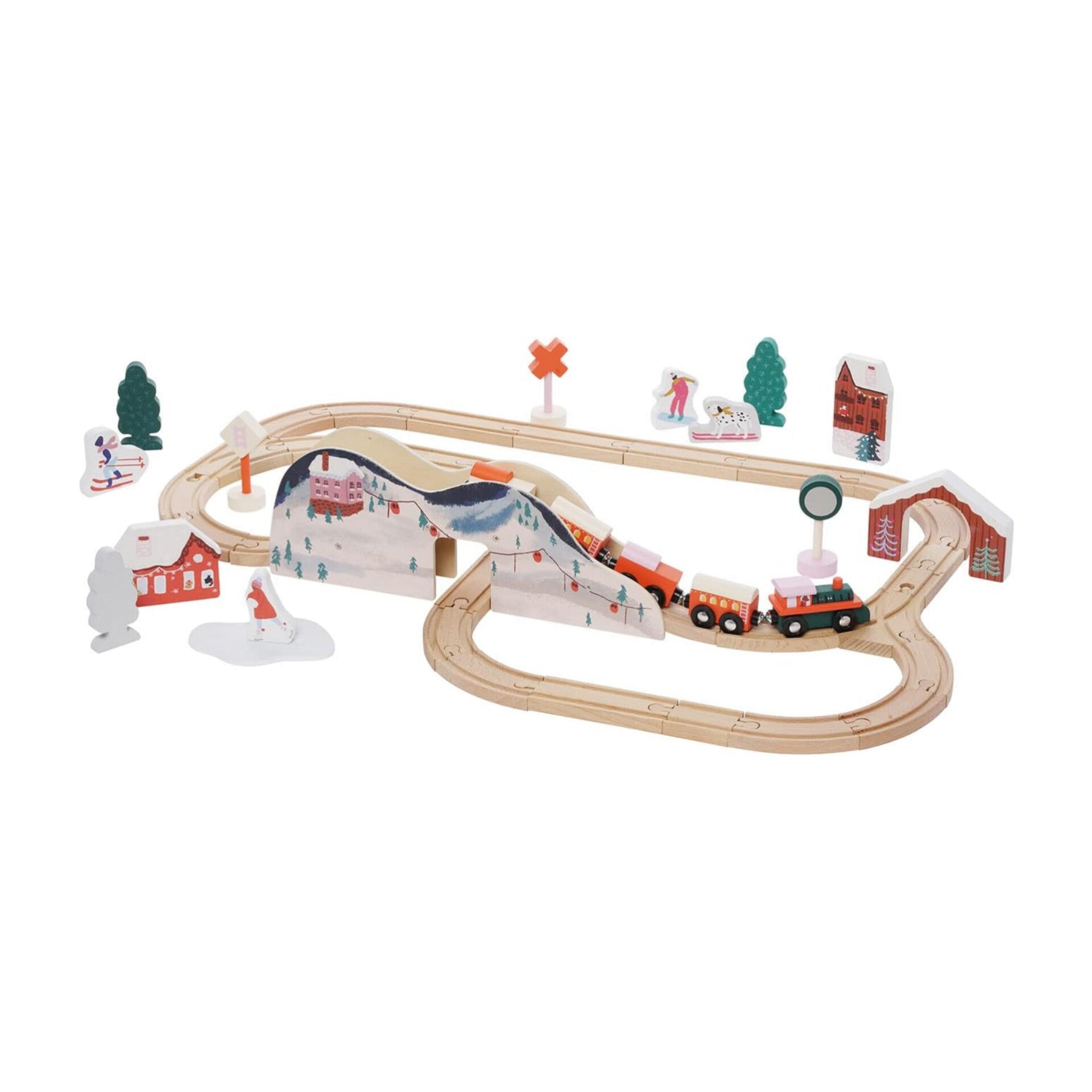 Manhattan Toy- Alpine Express Juego de Trenes de Juguete de Madera