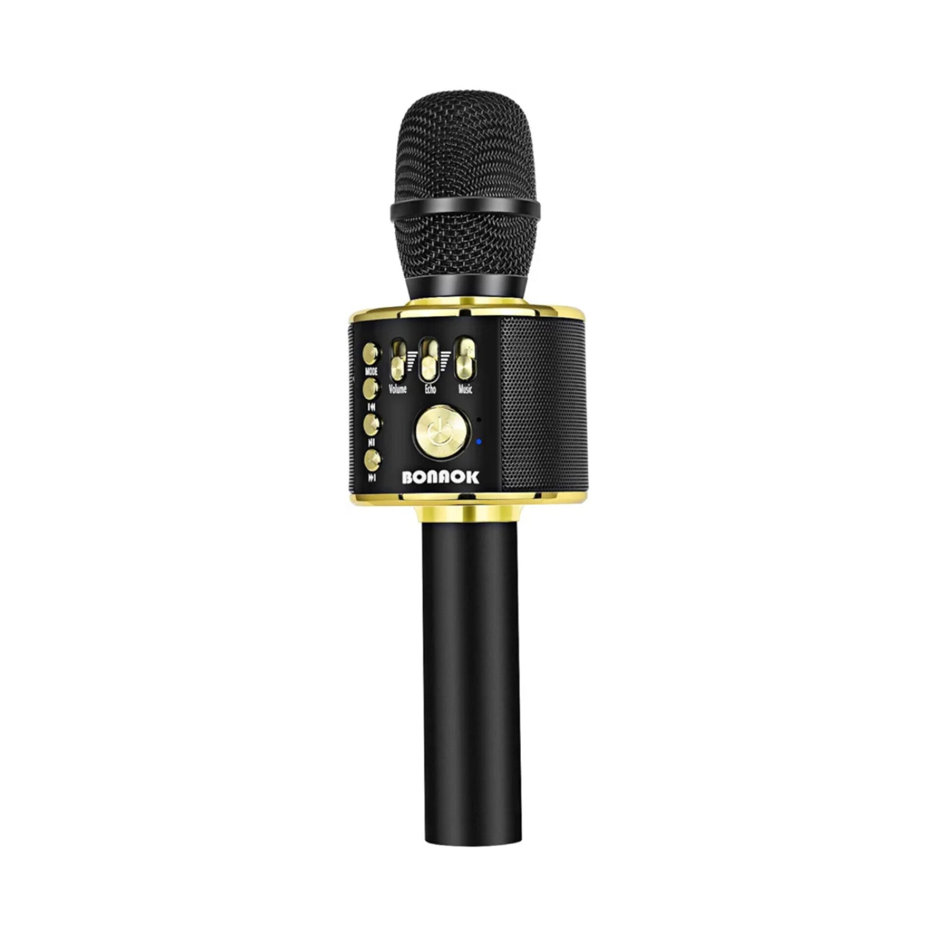 BONAOK- Micrófono inalámbrico Bluetooth Karaoke, dorado y negro