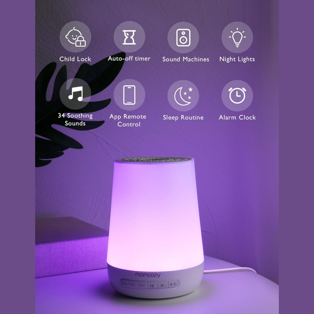Momcozy- Máquina de Ruido Blanco para Bebés Durmiendo con Luz Nocturna