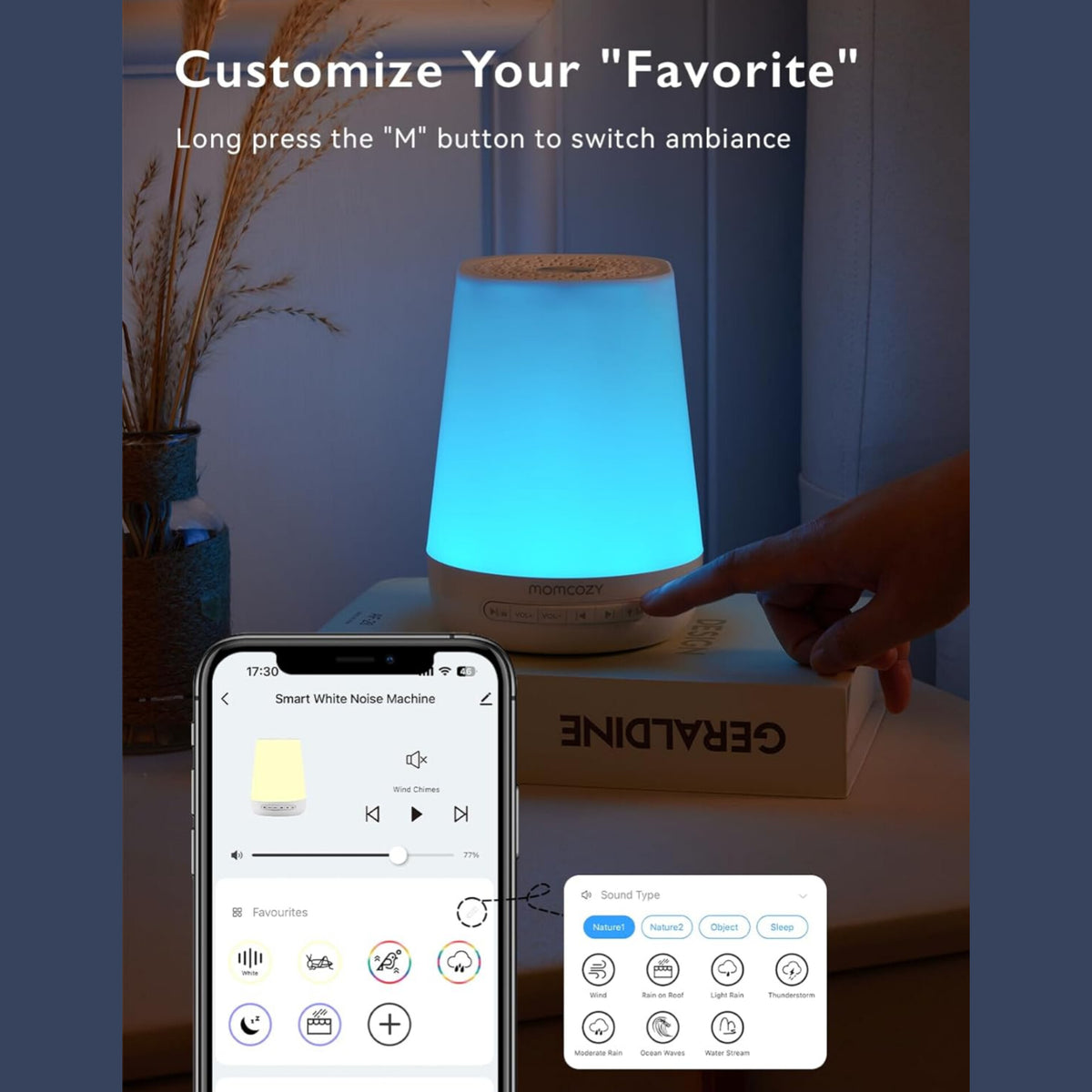 Momcozy- Máquina de Ruido Blanco para Bebés Durmiendo con Luz Nocturna