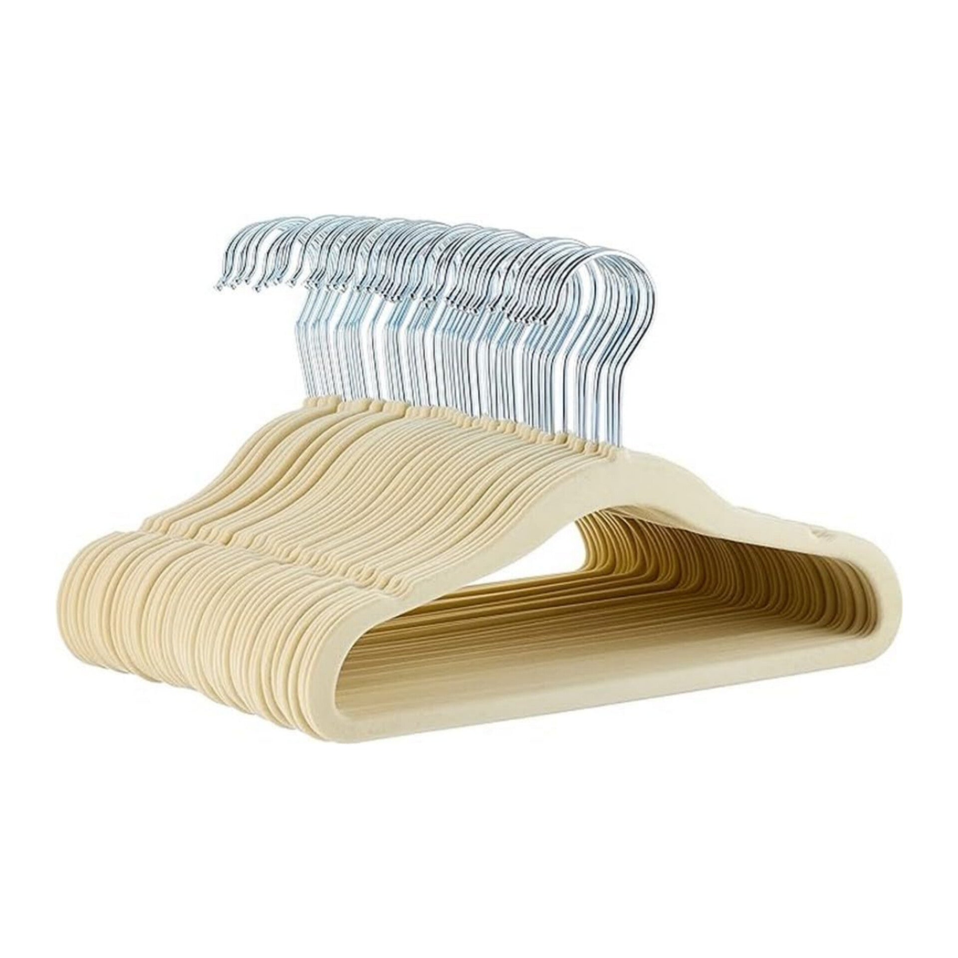 Ganchos de terciopelo beige para niños, paquete de 30