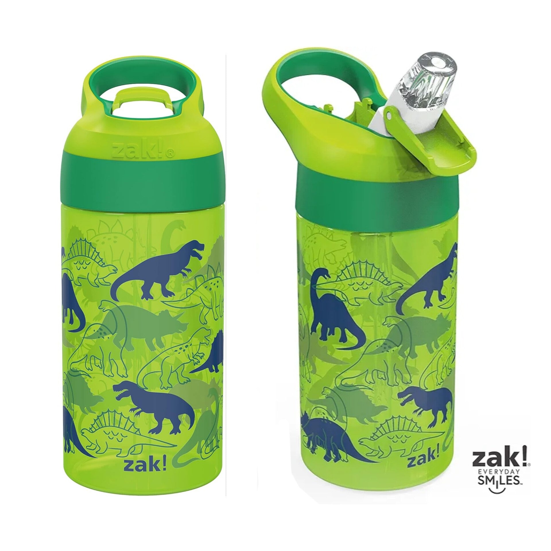 Zak Designs - Botella de agua, set de  2 de dinosaurios