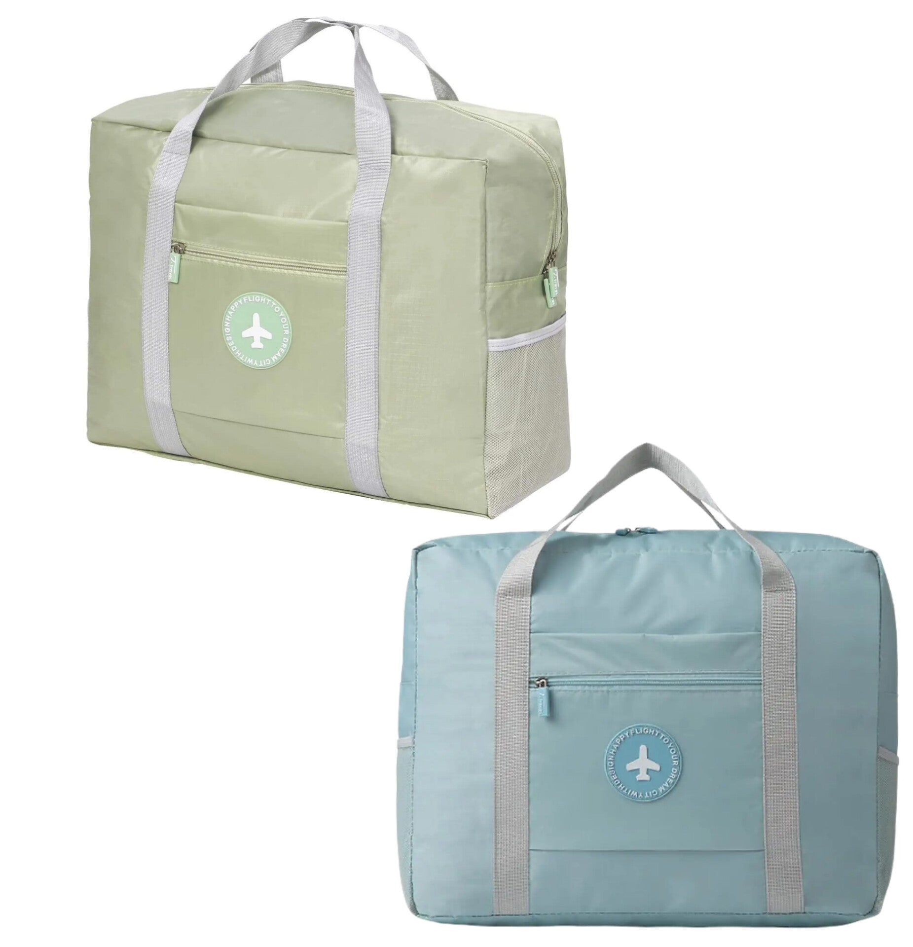 Bolsas de Viaje para Equipaje Espaciosas con Bolsillos, 2 pack celeste y verde