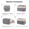 Paquete de 4 cestas de estante para organizar el hogar, gris y blanco