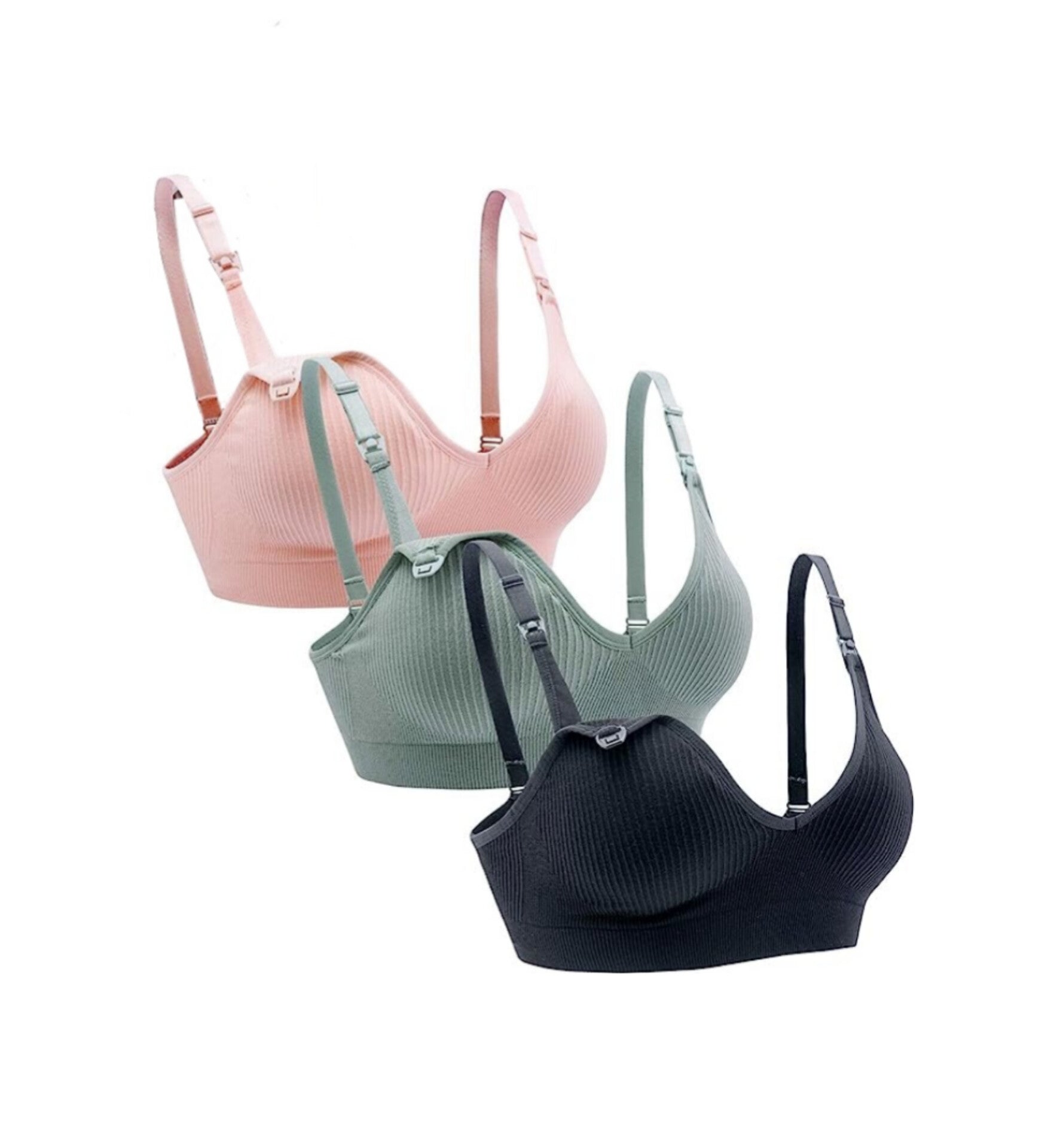 Suekaphin - Brasieres de lactancia sin varillas, con cuello en V, paquete de 3, XL