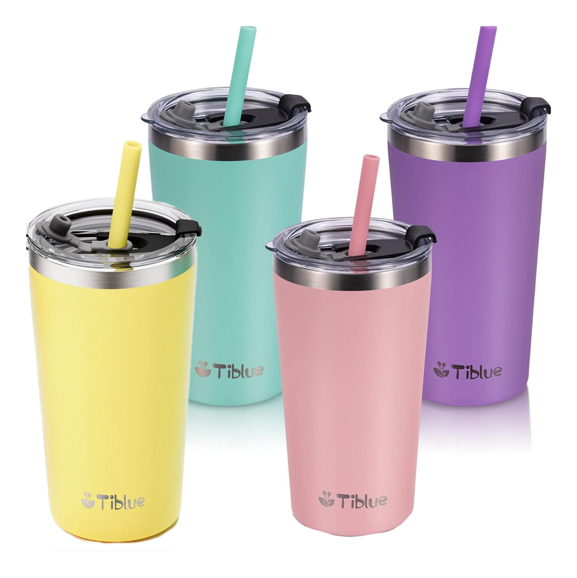 Tiblue- Set de 4 Vasos para niños, multicolor