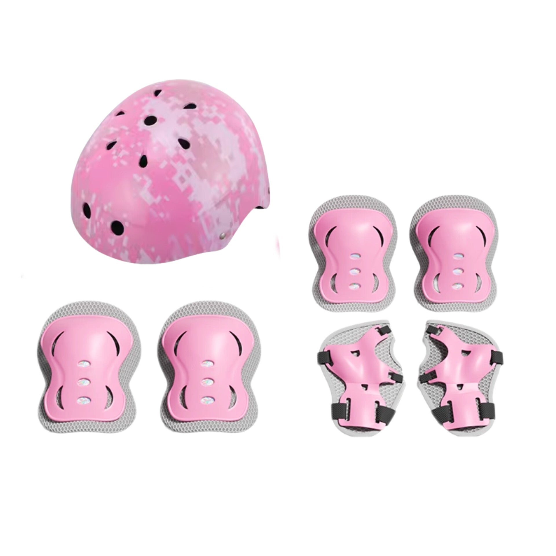 Set de casco de seguridad con coderas rodilleras y muñequeras