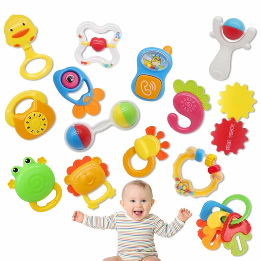 Juego de 16 juguetes de sonajeros para bebé, 3-6 meses