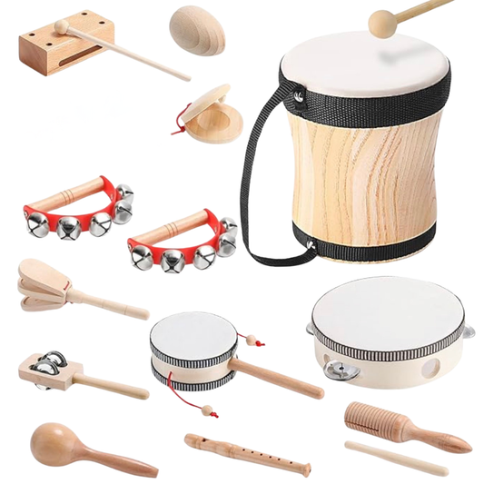 Juego de instrumentos musicales de madera para niños