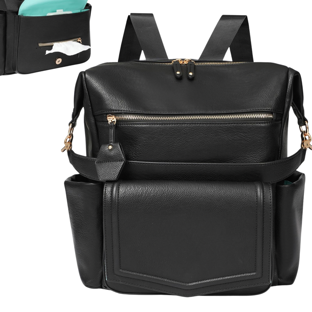 MOMINSIDE - Mochila de cuero convertible para pañales de bebé