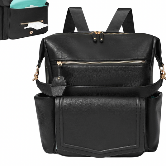 MOMINSIDE - Mochila de cuero convertible para pañales de bebé