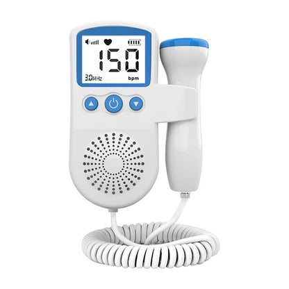 Medidor de Sonar de Monitor de ritmo cardíaco Doppler Fetal para embarazo en casa, color celeste