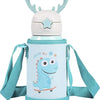 Botella de agua para niños, de acero inoxidable, con pajilla, 17 onzas, diseño dinosaurios