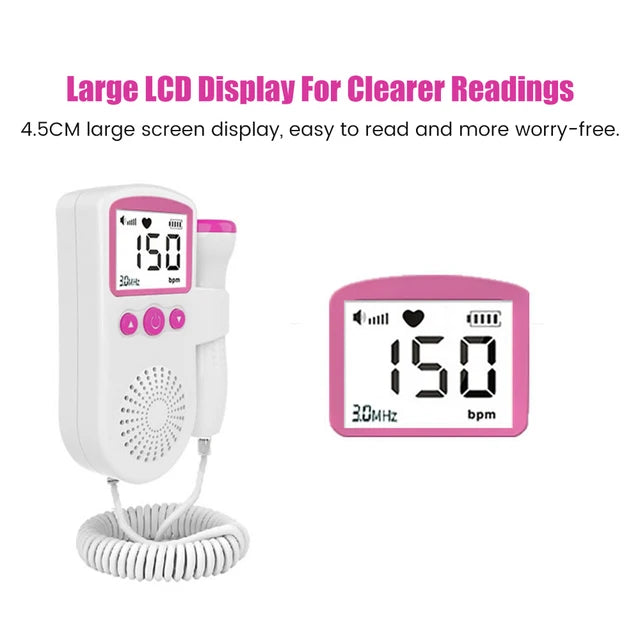 Medidor de Sonar de Monitor de ritmo cardíaco Doppler Fetal para embarazo en casa, color celeste