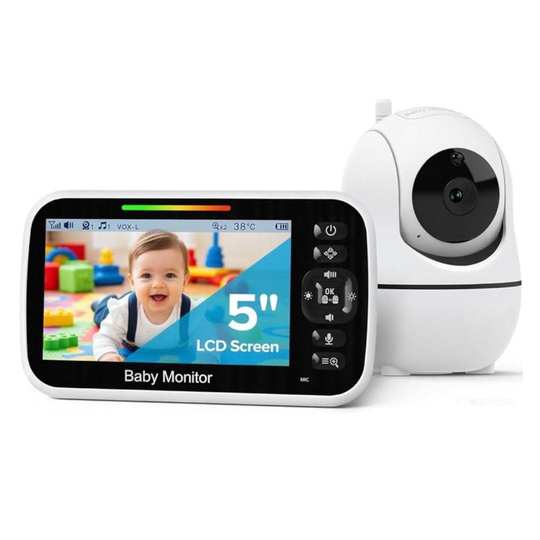 GoodBaby Monitor de bebé de 5 pulgadas con cámara y audio, sin WiFi, batería de 30 horas