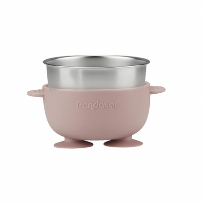 Juego de 1 tazón de succión de acero inoxidable para bebés y 2 piezas de utensilios