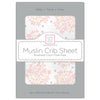 Swaddle Desings- Sábana bajera ajustable de muselina para cuna - Heavenly Floral