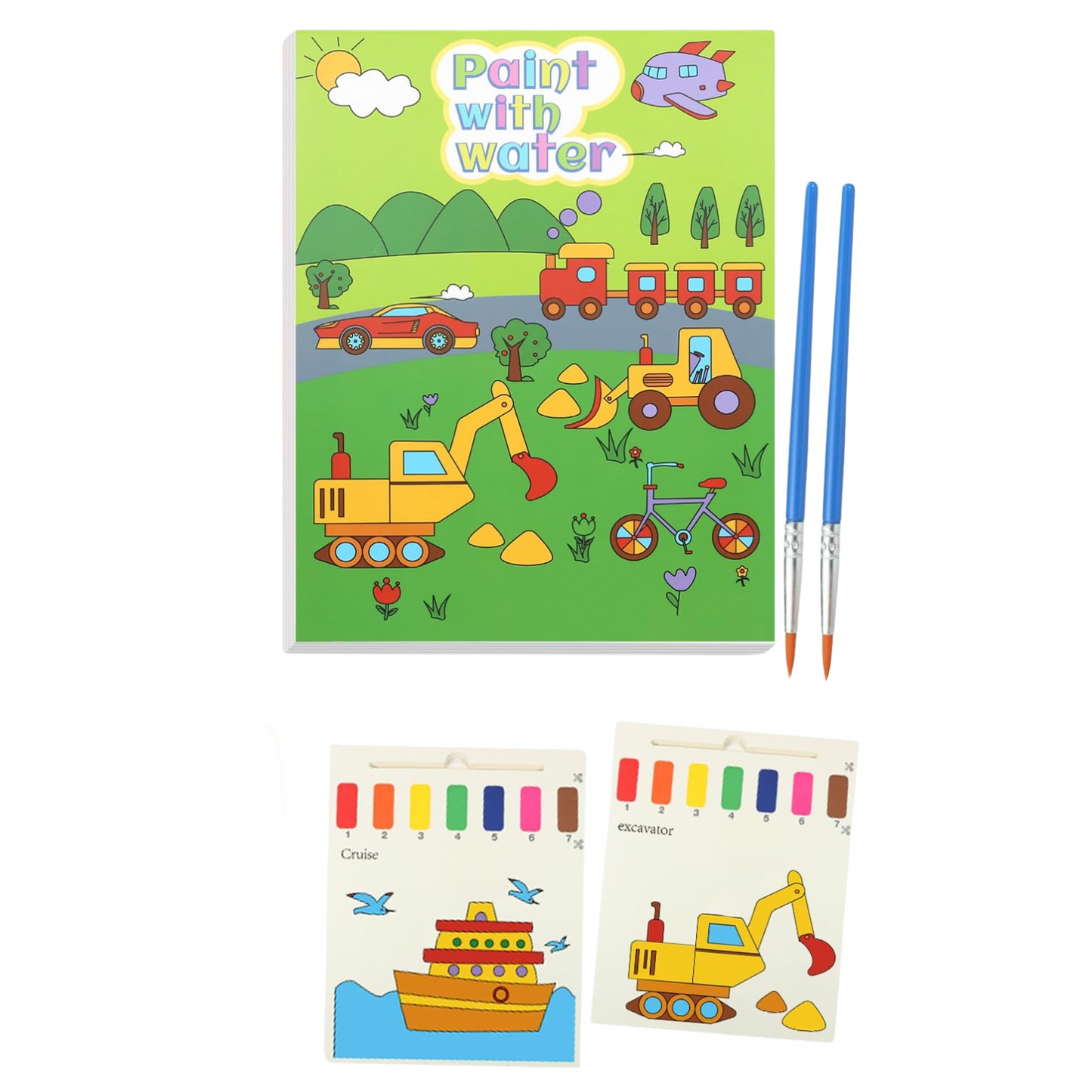 Kit de libro de tractores para colorear con pintura al agua, 40 hojas