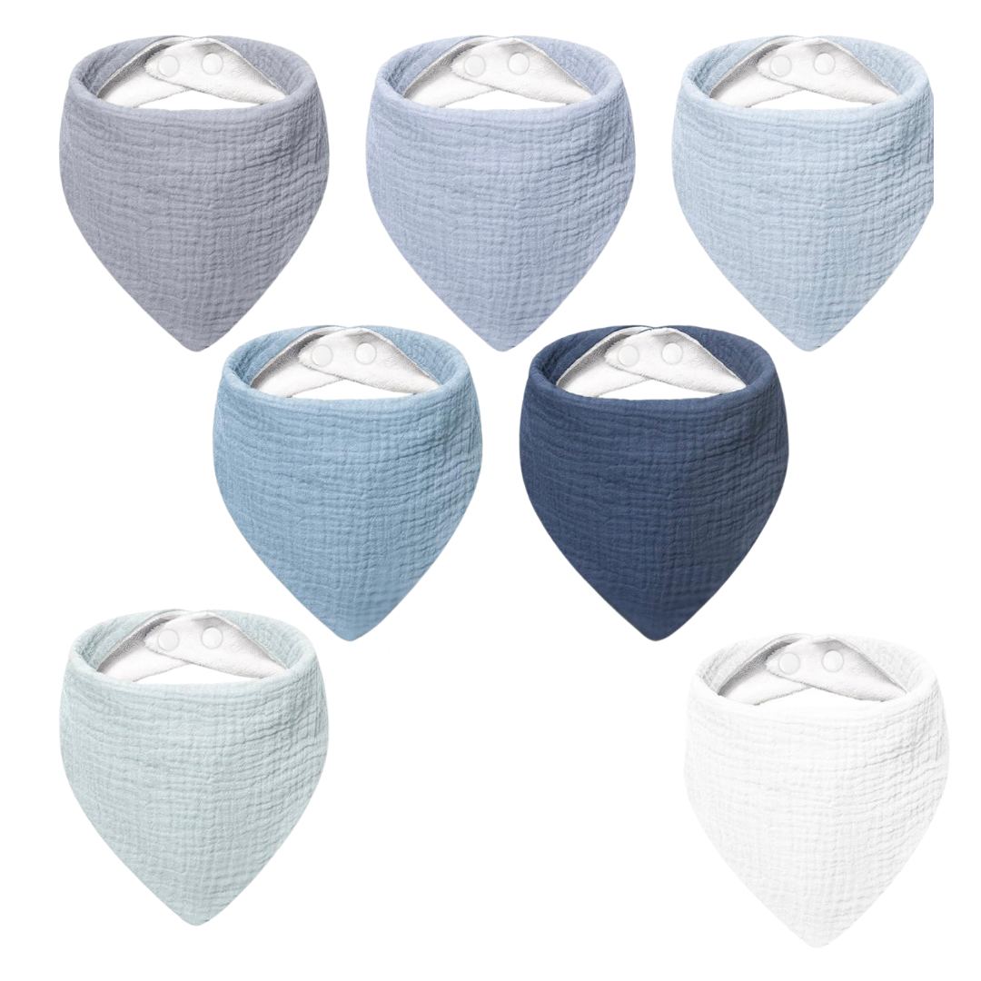 Bearmoss Baberos de muselina para bebé, paquete de 7 baberos suaves tipo bandana