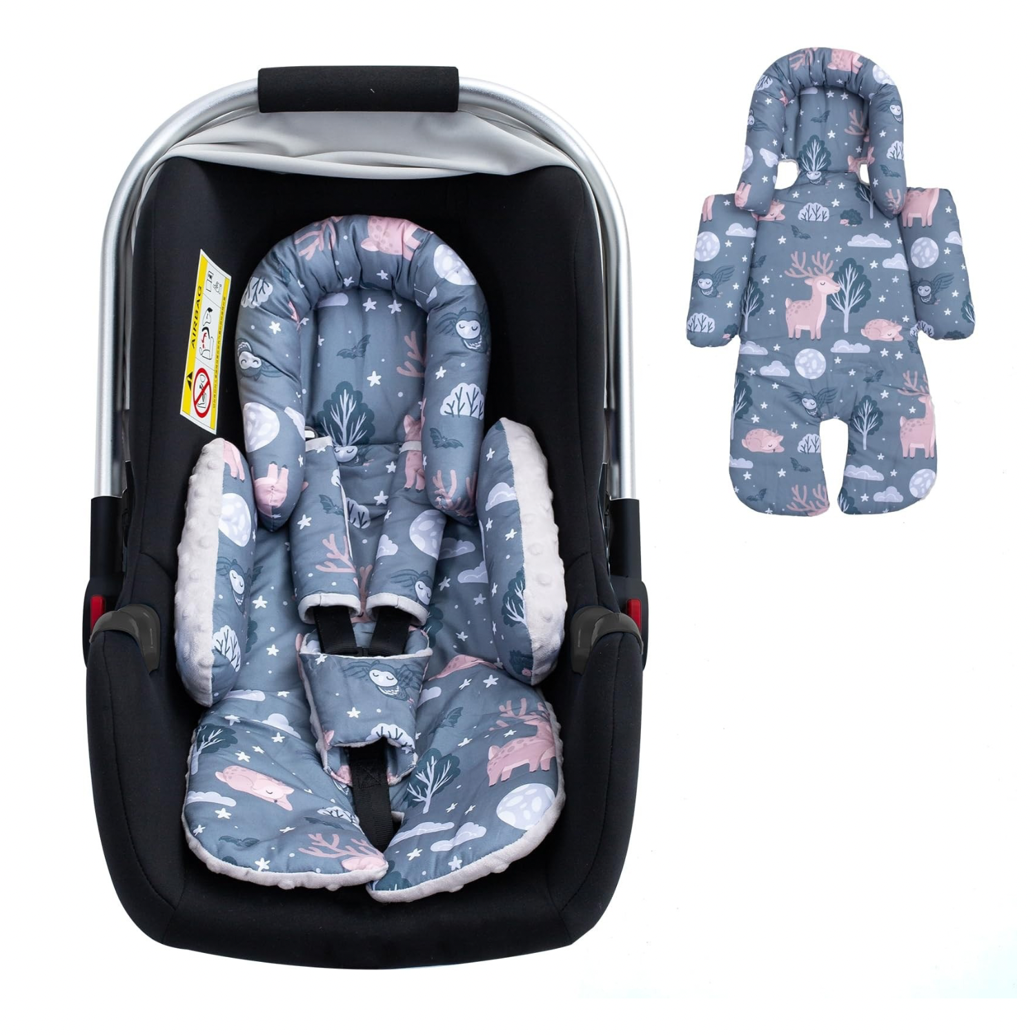 Soporte para cabeza y cuerpo para asiento de automóvil engrosado 2 en 1