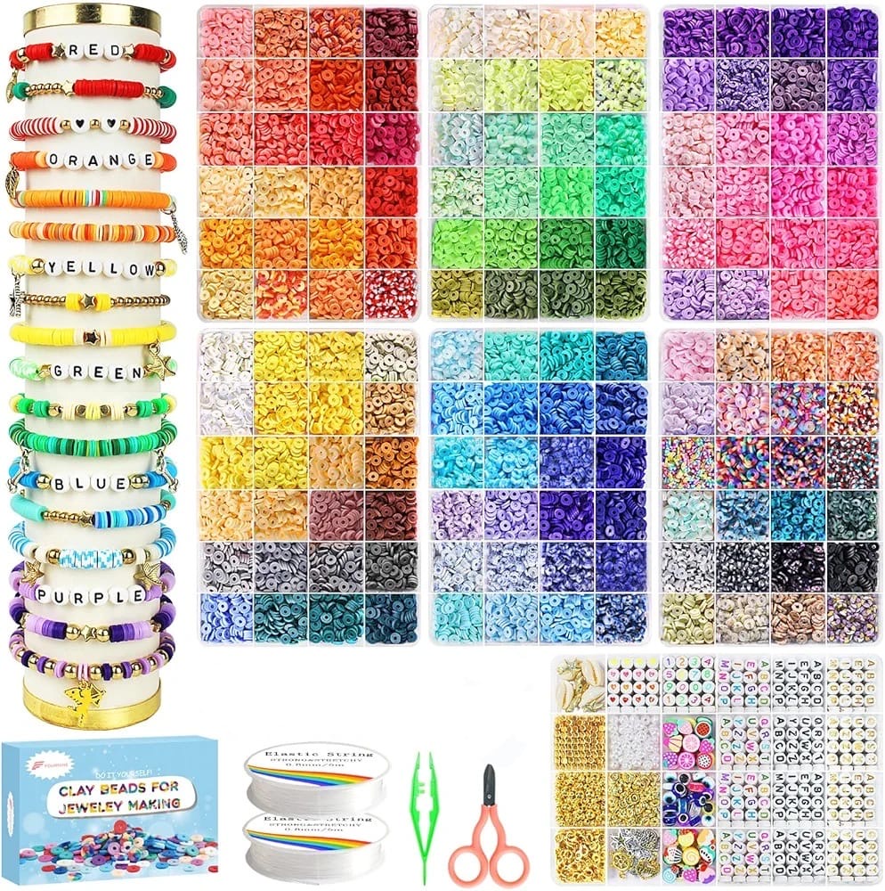 Kit para hacer pulseras con cuentas de arcilla Fournine de 23.000 piezas, 144 colores