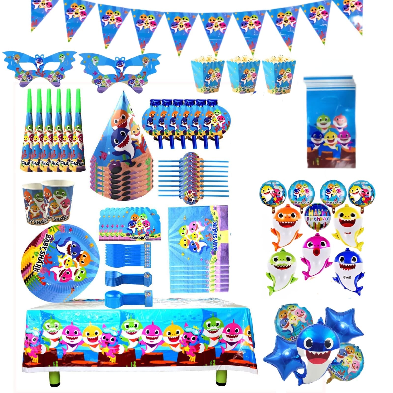 Set de fiesta baby shark para 10 personas